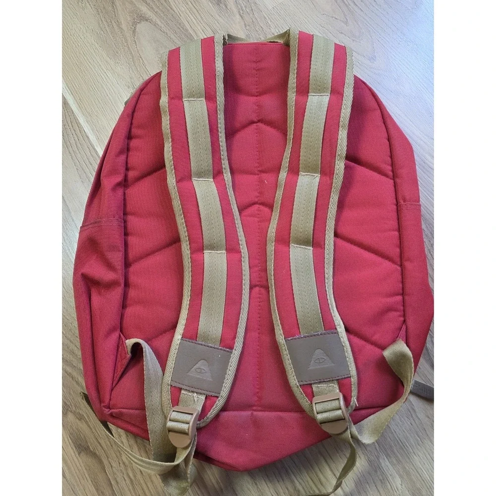 Poler Outdoor Stuff Backpack Red Canvas Brown Leather Portland Oregon